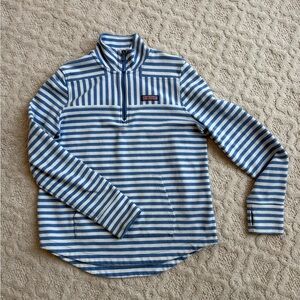 Vineyard Vines Blue and White Striped Quarter-Zip